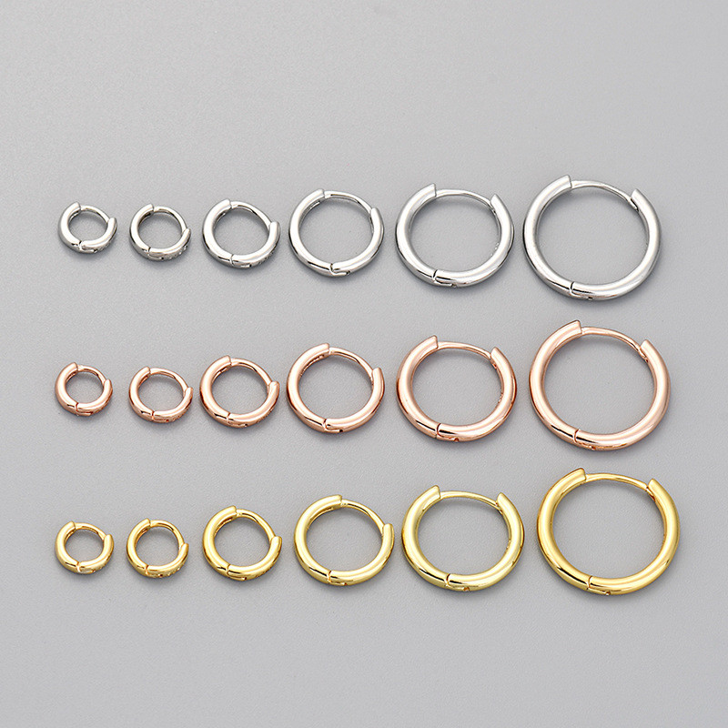 Cross-Border Korean Style Plain Small Hoop Earrings Simple Versatile Sleep-Friendly No Need to Remove Earrings Niche Design High-End Feel Exquisite Ear Jewelry