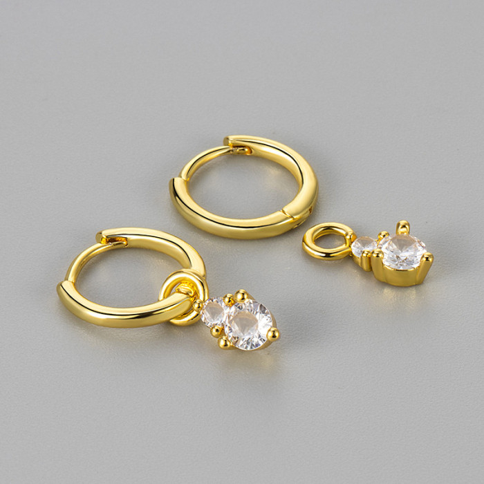2024 New Ear Hoops Sparkling Zircon Pendant Ear Clips Exquisite High-end Light Luxury Elegant Petite Earrings Versati...