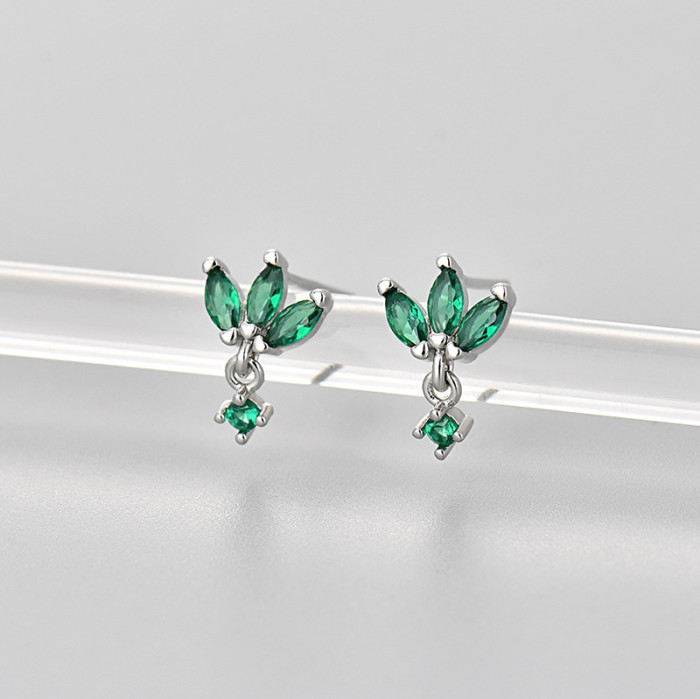 Style Sweet Temperament Stone-Studded Marquise Earrings Small Versatile Women's Fashion Simple High-End Earrings