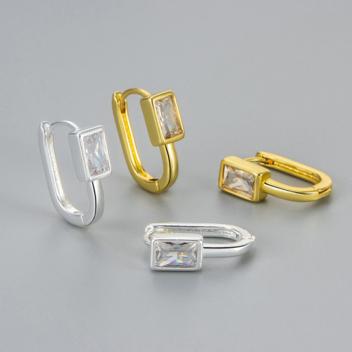 European and American Cross-Border Light Luxury Exquisite Geometric Cubic Zirconia Earrings for Women New Trendy Simple Cool Retro Light Luxury Accessories