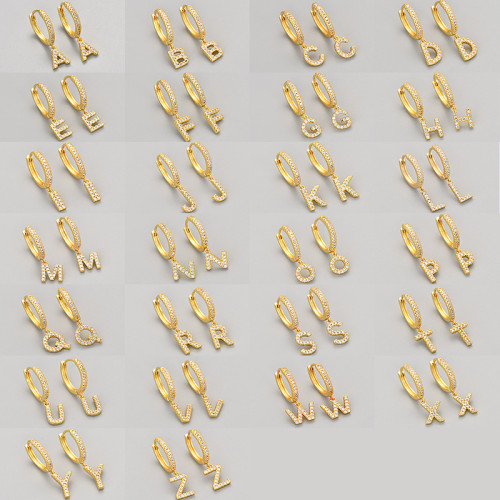 Foreign Trade 26 English Letter Earrings Cross-Border Hot Selling Design Sense Elegant Light Luxury Earrings Ear Jewelry