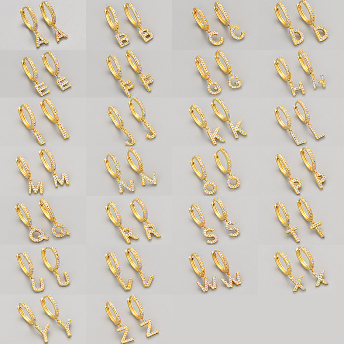 Foreign Trade 26 English Letter Earrings Cross-Border Hot Selling Design Sense Elegant Light Luxury Earrings Ear Jewelry