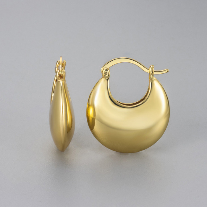 Frisbee Earrings French Retro Niche High-End Feel 2024 New Oval Ear Cuffs Ear Hoops Ear Studs Ear Jewelry for Women