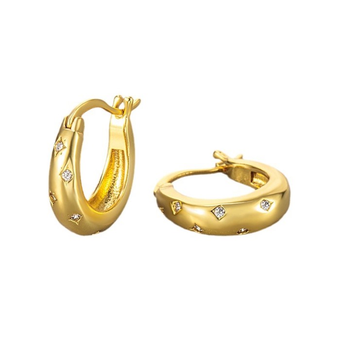 European and American Cross-Border Inlaid Diamond Four-Pointed Star Earrings Niche Design Versatile Japanese and Korean Simple Creative Women's Light Luxury Earrings Wholesale