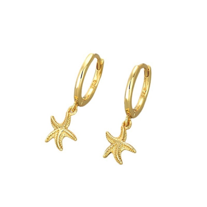 New Style Personality European and American Cross-Border Starfish Earrings for Women Fashion Simple Trendy Five-Pointed Star Design Niche Ocean Ear Jewelry