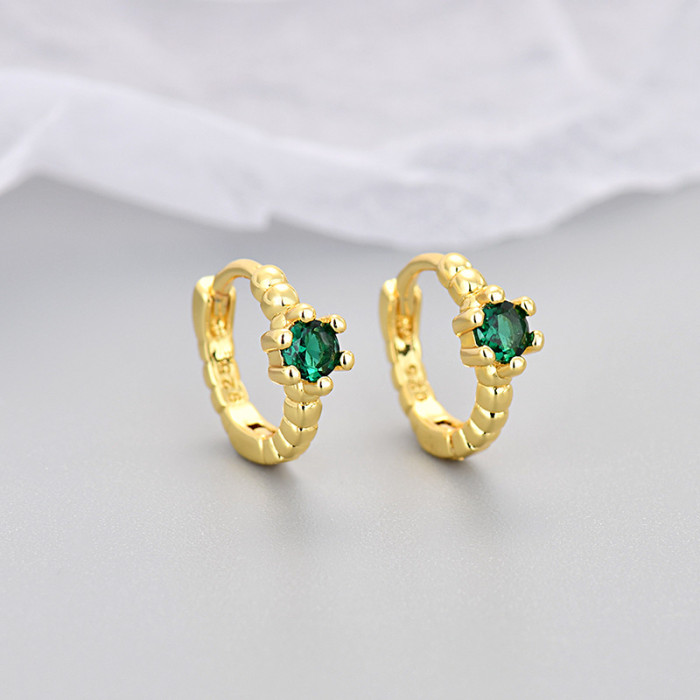 European and American Cross-Border Zircon 2024 Niche Design Sense Ear Cuffs Threaded Zircon Round Earrings Hoop Simple Jewelry