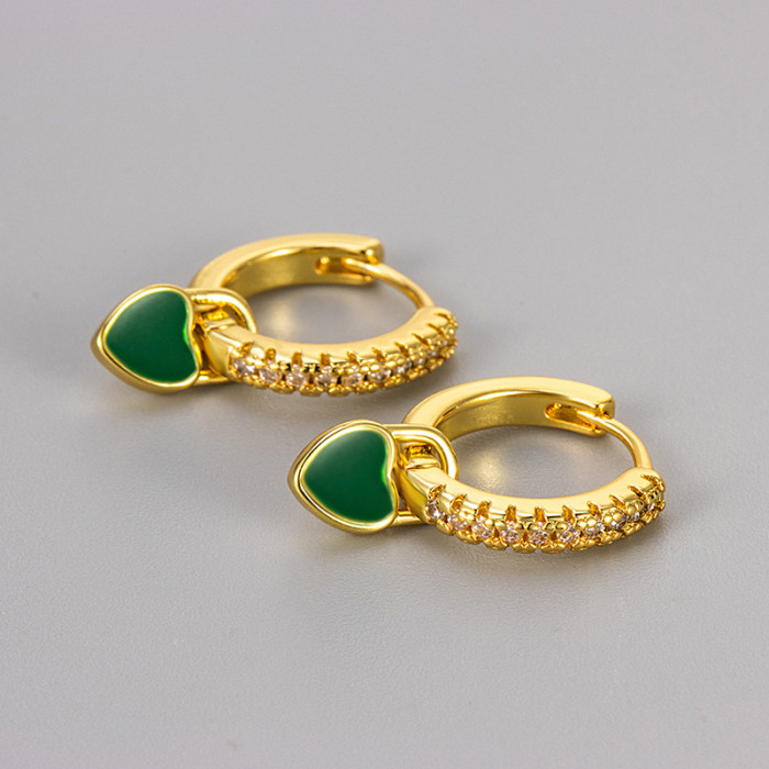 Multicolor Heart Earrings for Women, Micro Pave Sparkling Stone, Petite and Exquisite Earrings, Niche Design, High-...