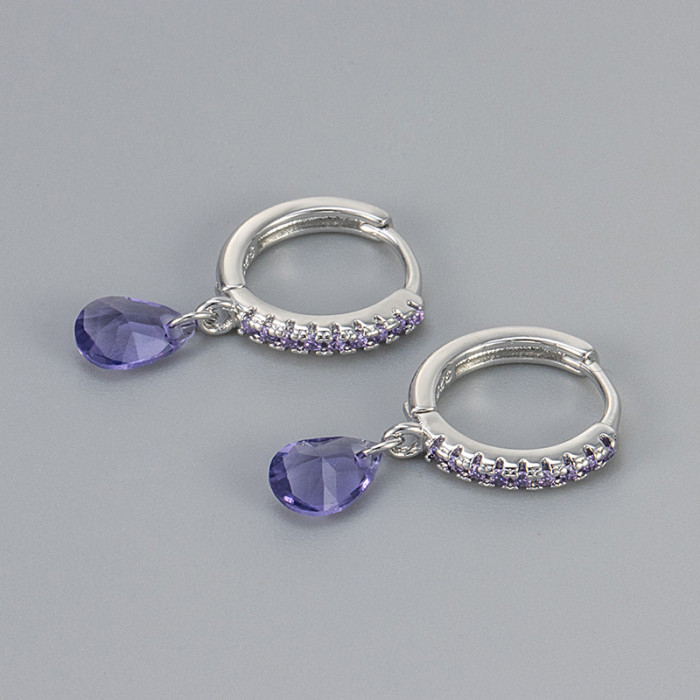 European and American Hot-Selling Light Luxury Water Drop Zircon Earrings Ear Clips Fashion Versatile Earrings Simple Niche Design Sense Ear Jewelry