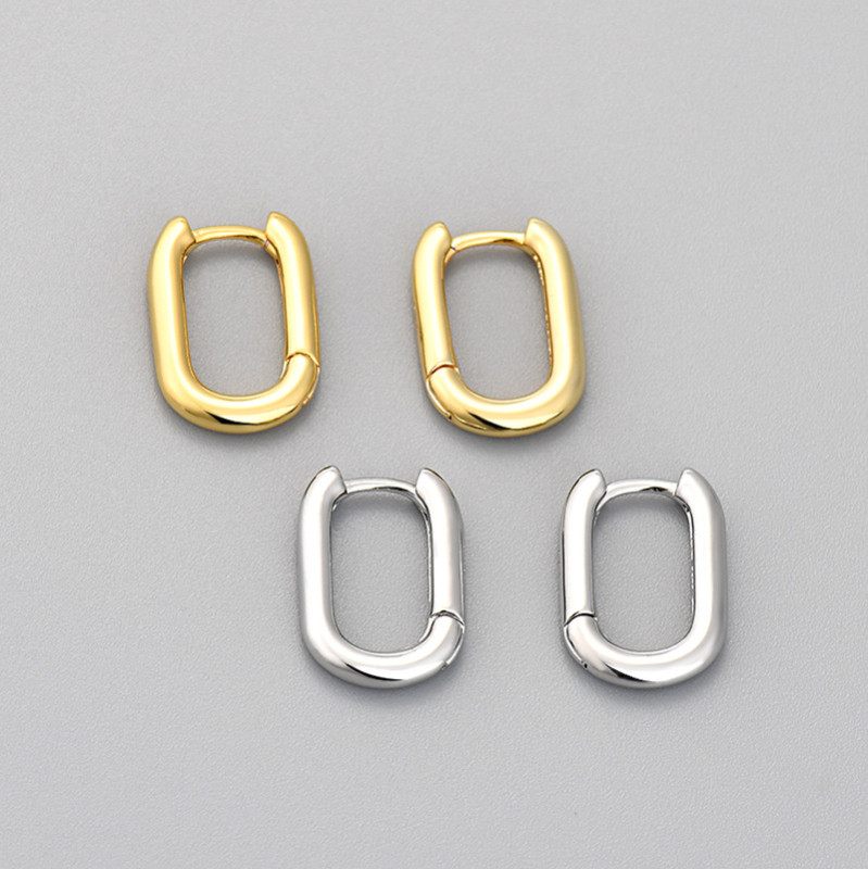 European and American Simple Smooth Oval Earrings for Women, Minimalist Hoop, Light Luxury, Cool Style, Korean Version, Geometric Circle, Versatile Ear Clips