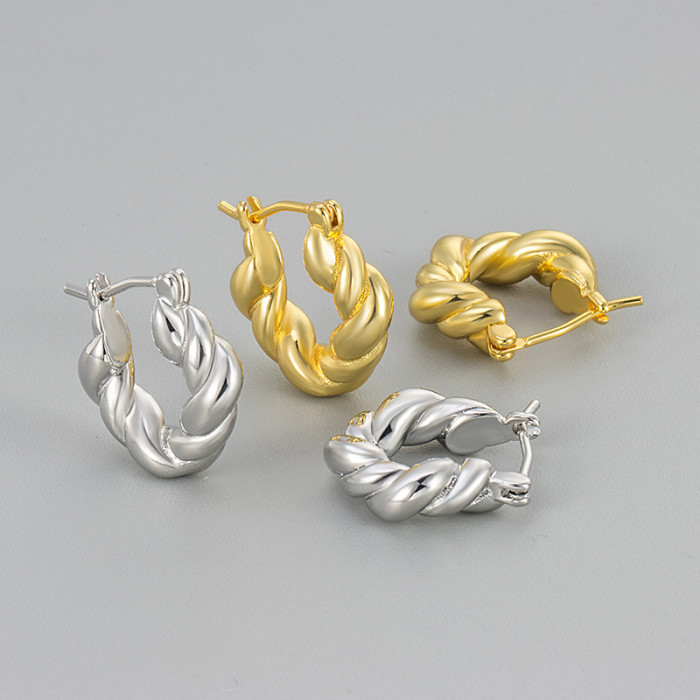 New Earrings Niche Design Twist Baguette Ear Clips High-End Unique Hoop Earrings Ear Clips Women's Wrinkled Earrings