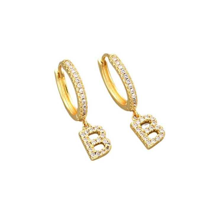 Foreign Trade 26 English Letter Earrings Cross-Border Hot Selling Design Sense Elegant Light Luxury Earrings Ear Jewelry