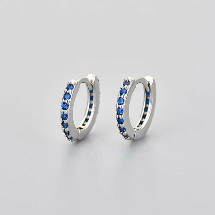 Foreign Trade Fashion Korean Version Round Micro Inlaid Colorful Zircon Hoop Earrings for Women Amazon Simple Earring...