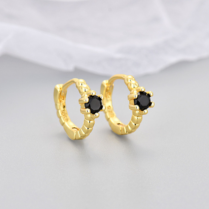 European and American Cross-Border Zircon 2024 Niche Design Sense Ear Cuffs Threaded Zircon Round Earrings Hoop Simple Jewelry