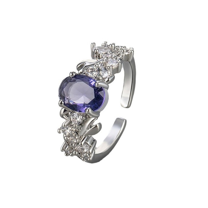 New Retro Super Shiny Purple Starry Sky Ring Vintage Wisteria Palace Style Best Friend High-end Index Finger Ring