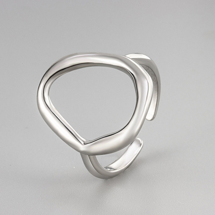 2024 New European and American Cross-Border Niche Design Hollow Open Ring Internet Celebrity Temperament Trendy Geometric Oval Ring