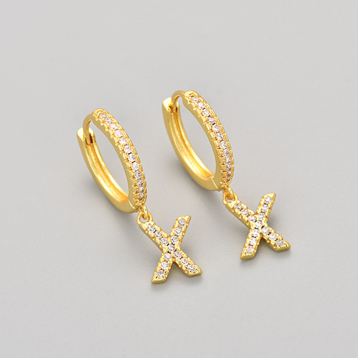 Foreign Trade 26 English Letter Earrings Cross-Border Hot Selling Design Sense Elegant Light Luxury Earrings Ear Jewelry