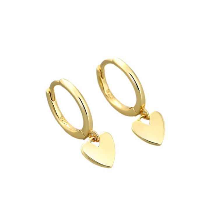 Cross-Border European and American Hot-Selling Smooth Peach Heart Earrings for Women Simple Daily Fashionable Elegant Heart-Shaped Earrings Niche Ear Hoops