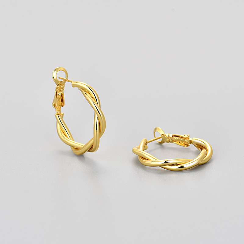 Cross-Border Hot-Selling Plain Braided Earrings Geometric Circle Hoop Earrings Niche Design Simple High-End Minimalist Style Jewelry