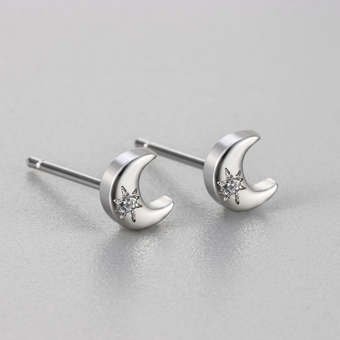 Stone-Studded Star and Moon Earrings for Women, Niche Design, High-End Feel, Petite Fashion Earrings, Elegant Ear J...
