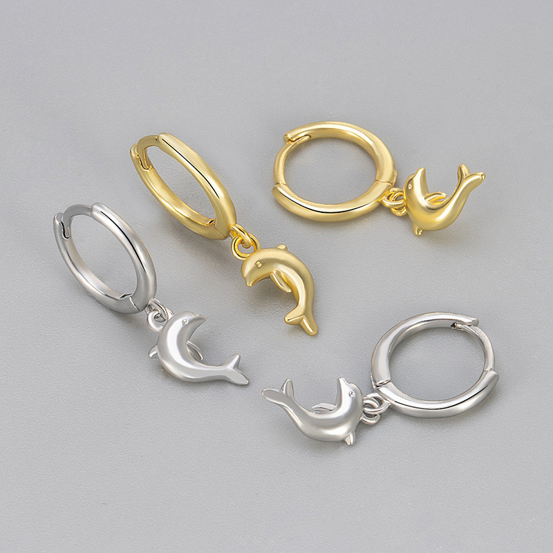 New European and American Fashion Personality Creative Cute Dolphin Earrings Earrings Beautiful Temperament Versatile Earrings Earrings