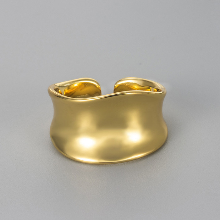 European and American Cross-Border Wide Band Ring Irregular Fashion High-End Simple Versatile Open Ring Unique Niche Design