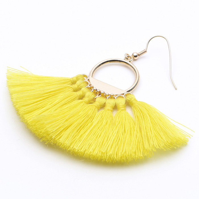 New Heart-shaped Earrings European and American Bohemian Retro Ethnic Style Heart Tassel Earrings Elegant Ethnic Style Earrings