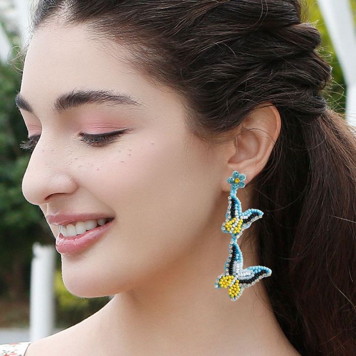2025 New Vibrant Spring Summer Butterfly Earrings Original Design Fashion Versatile Pastoral Style Seed Bead Earrings