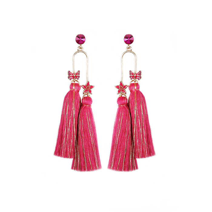 New Heart-shaped Earrings European and American Bohemian Retro Ethnic Style Heart Tassel Earrings Elegant Ethnic Style Earrings