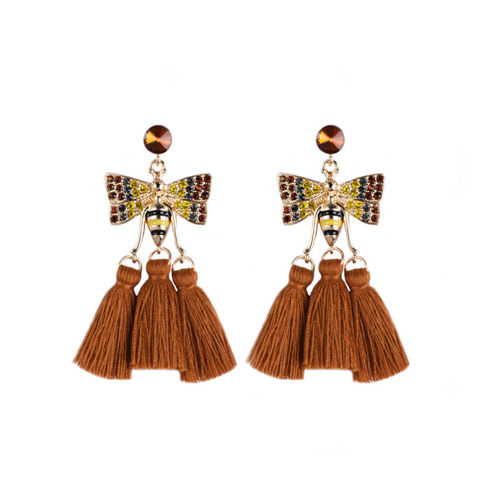 Intangible Cultural Heritage Handcraft Woven Tassel Earrings Retro Ethnic Style Autumn Winter Hot Sale Rice Bead Mapl...