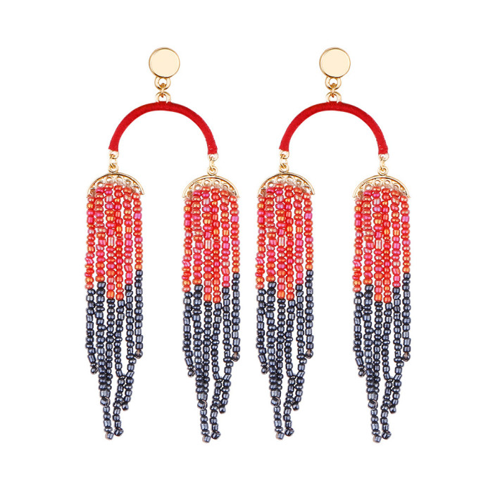 Bohemian Handwoven Bear Earrings Christmas Cartoon Cute Playful Lightweight Niche Seed Bead Earrings