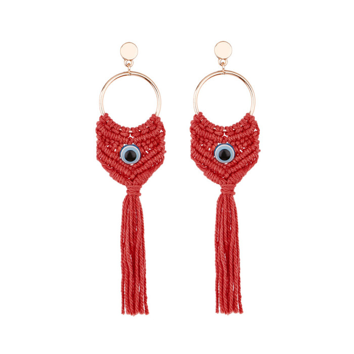 Ethnic Style Tassel Earrings Bohemian Style Large Circle Handmade Niche Temperament Women's Stud Earrings Handmade