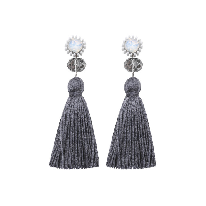 Dopamine Color Lightweight Long Multi-layer Tassel Earrings High-end Handmade DIY Woven Autumn Winter Earrings Wholesale