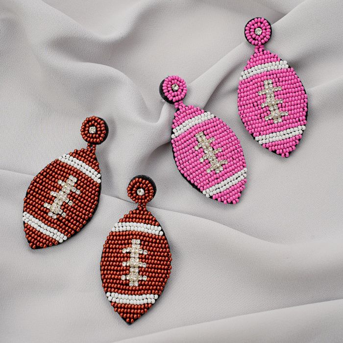 Cross-Border Amazon New Sports Style Rugby Earrings High-End Niche Creative Fashionable Temperament Rice Bead Earrings
