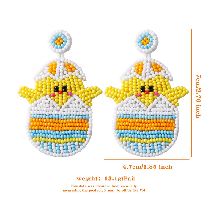 Easter Retro Style Creative Accessories Carrot Earrings High-end Green Leaf Rice Beads Sequins Hand-woven Earrings