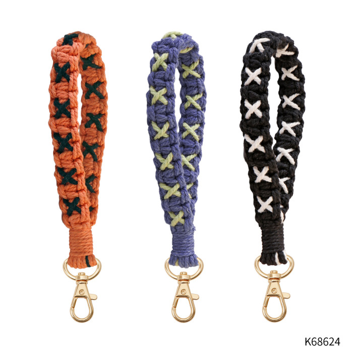 Creative Intangible Cultural Heritage Handwoven Wrist Strap Keychain Halloween Retro High-end Feel Phone Chain Access...