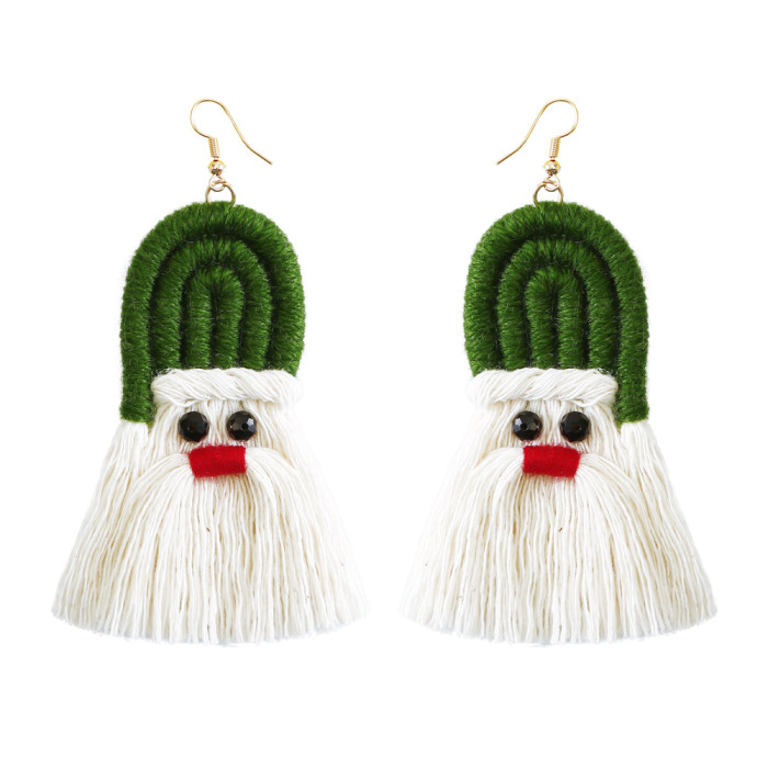 European and American Christmas Earrings Personality Foreign Trade Cartoon Bohemian Tassel Woven Handmade Santa Claus Earrings
