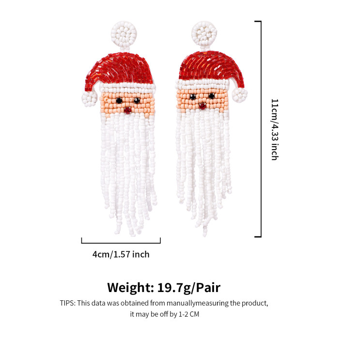 Original Earrings Studs Handmade Santa Claus Christmas Tree Tassel Bead Earrings for Women Amazon