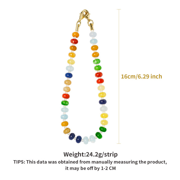 New Natural Stone Phone Chain Donut Dopamine High-End Ins Style Handmade Beaded Phone Chain, Necklaces
