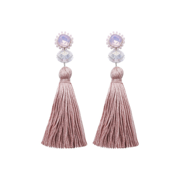 Dopamine Color Lightweight Long Multi-layer Tassel Earrings High-end Handmade DIY Woven Autumn Winter Earrings Wholesale