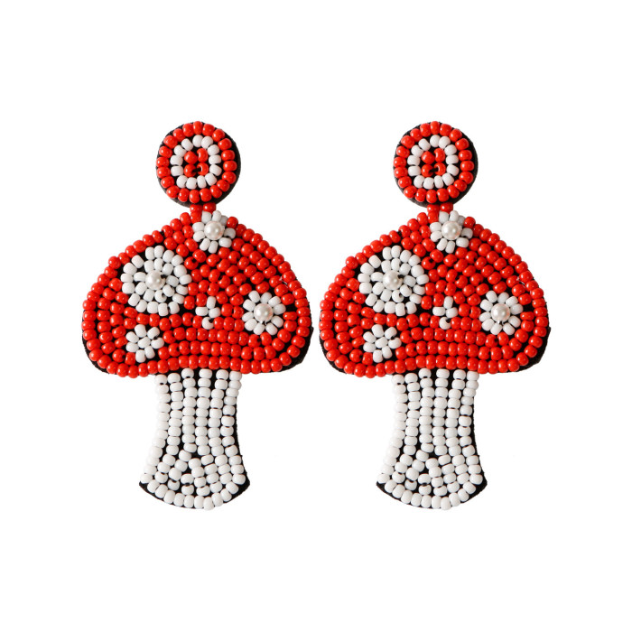 Bohemian Handwoven Bear Earrings Christmas Cartoon Cute Playful Lightweight Niche Seed Bead Earrings