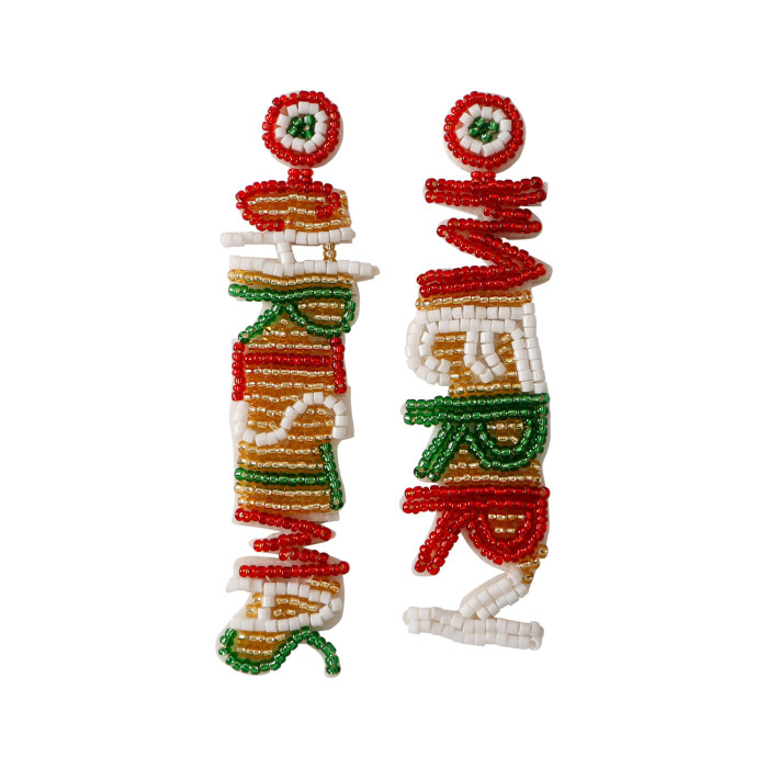 European and American Christmas Earrings Personality Foreign Trade Cartoon Bohemian Tassel Woven Handmade Santa Claus Earrings