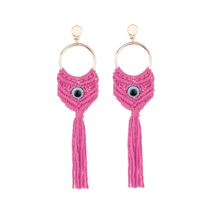 Ethnic Style Tassel Earrings Bohemian Style Large Circle Handmade Niche Temperament Women's Stud Earrings Handmade