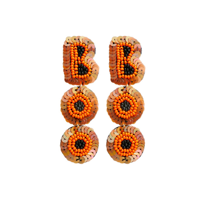 Quirky Ghost Festival Halloween Hat Ghost Earrings Creative Rice Bead Pumpkin Bat Festival Exaggerated Stud Earrings