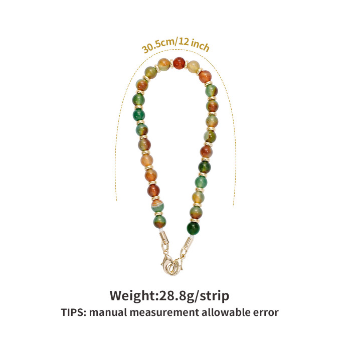 High Quality Natural Semi-Precious Stone Agate Beaded Mobile Phone Hanging Chain Round Beads Original 2025 New Beaded...