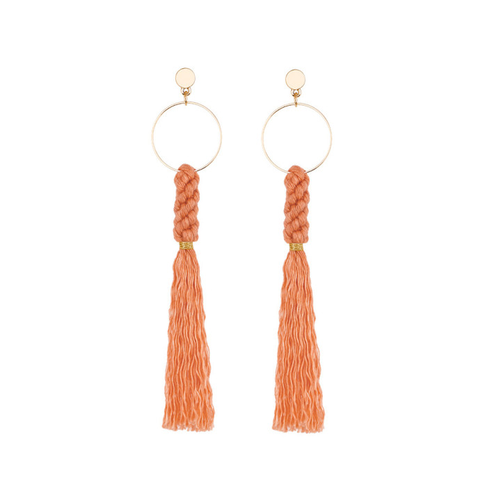 New Heart-shaped Earrings European and American Bohemian Retro Ethnic Style Heart Tassel Earrings Elegant Ethnic Style Earrings