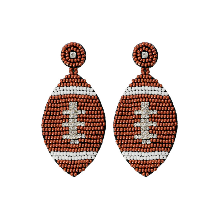 Cross-Border Amazon New Sports Style Rugby Earrings High-End Niche Creative Fashionable Temperament Rice Bead Earrings