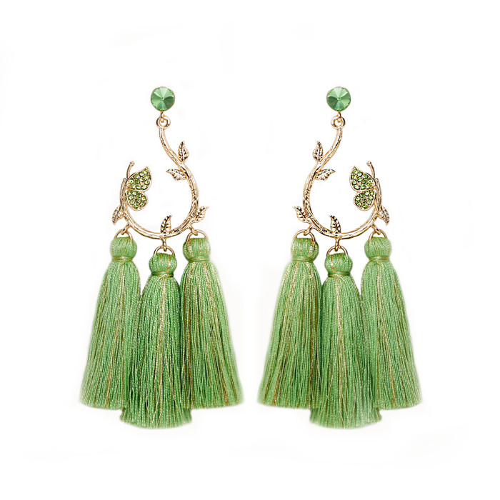 Intangible Cultural Heritage Handcraft Woven Tassel Earrings Retro Ethnic Style Autumn Winter Hot Sale Rice Bead Mapl...
