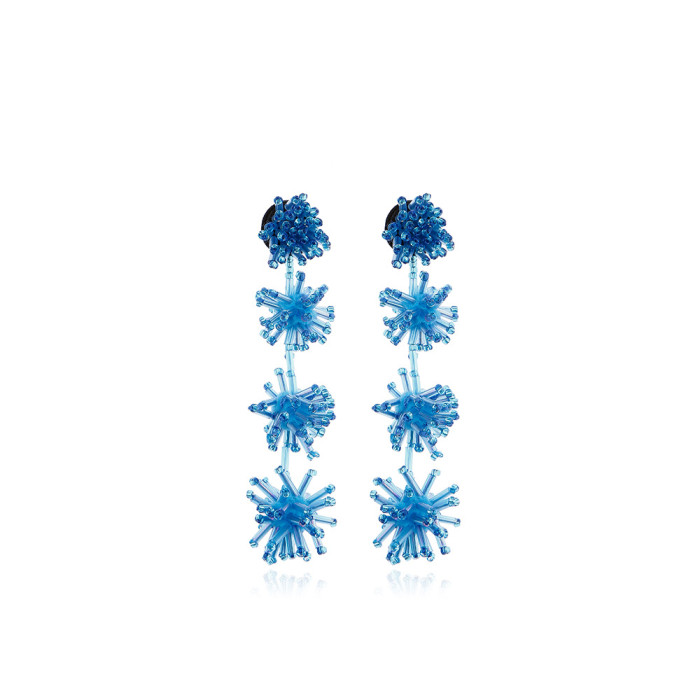 Star Exaggerated Personality Earrings for Women Slimming Long Tassel Beaded Earrings Handmade DIY Woven Flower Stud Earrings
