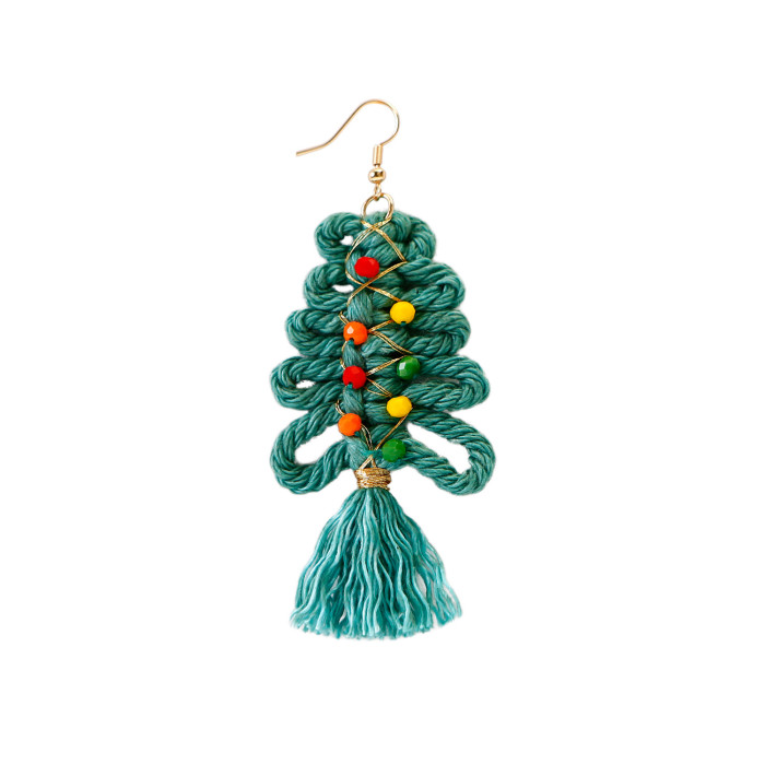 European and American Christmas Earrings Personality Foreign Trade Cartoon Bohemian Tassel Woven Handmade Santa Claus Earrings