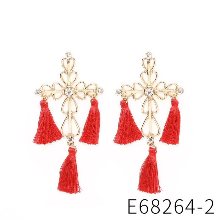 Earrings Simple Autumn Winter High-end Long Zirconia Stud Earrings European American Style Asymmetric Tassel Earrings for Women